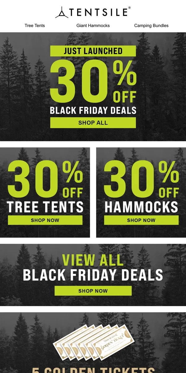 Email from Tentsile. BLACK FRIDAY DEALS ARE HERE ⚠️