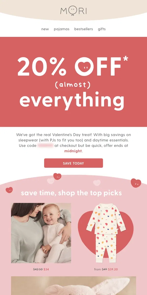 Email from MORI. ❤️ Save 20% on (almost) everything you love! ❤️