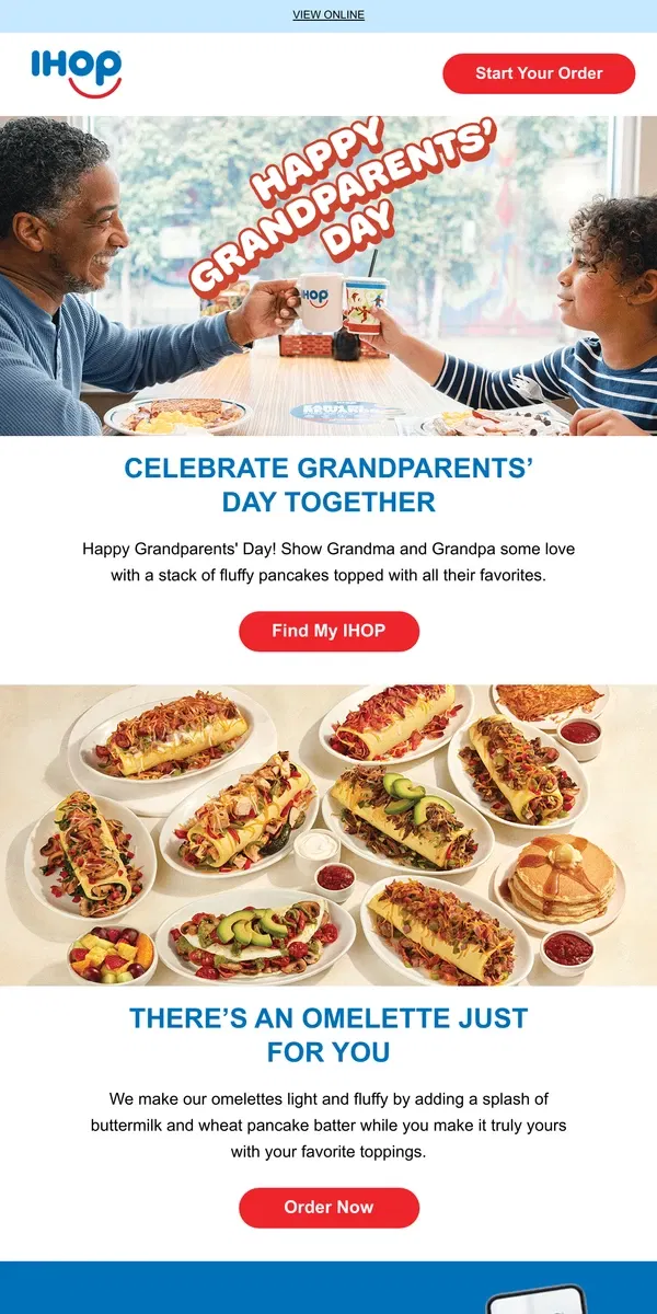 Email from IHOP. Celebrate Grandparents’ Day at IHOP 🎉