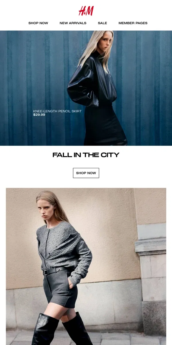 Email from H&M. Fall in the city