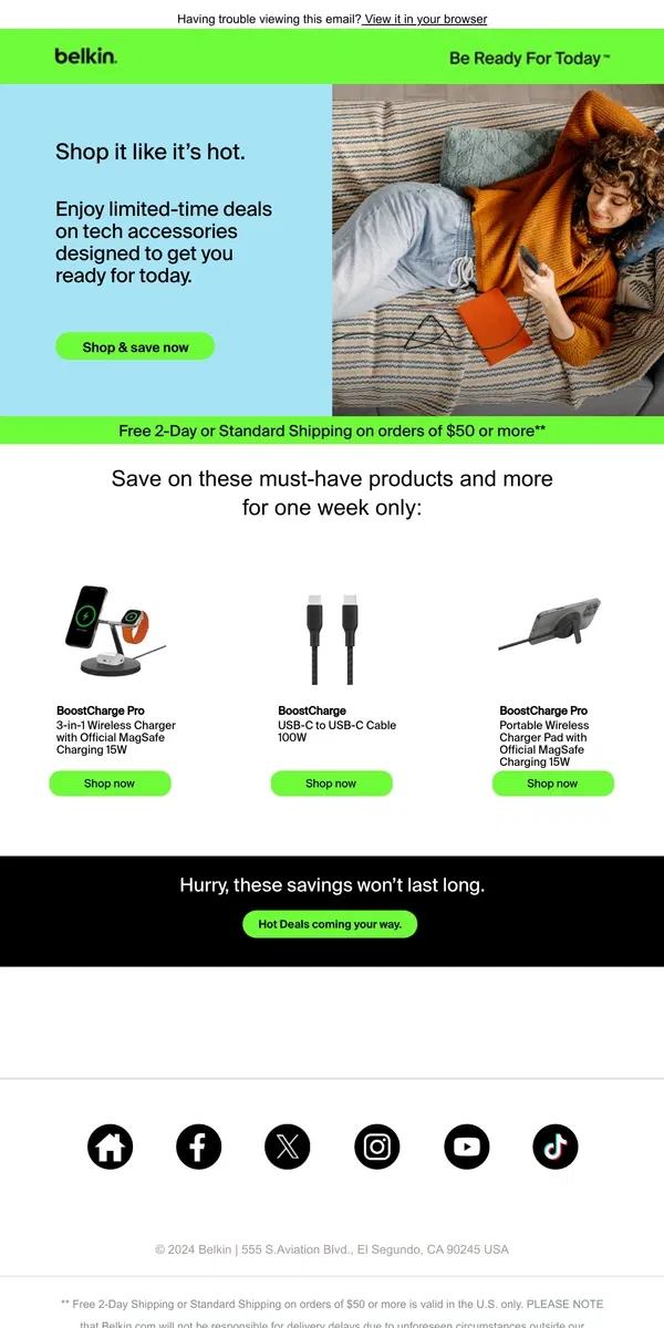 Email from Belkin. This Week's Sale is Lit 🔥