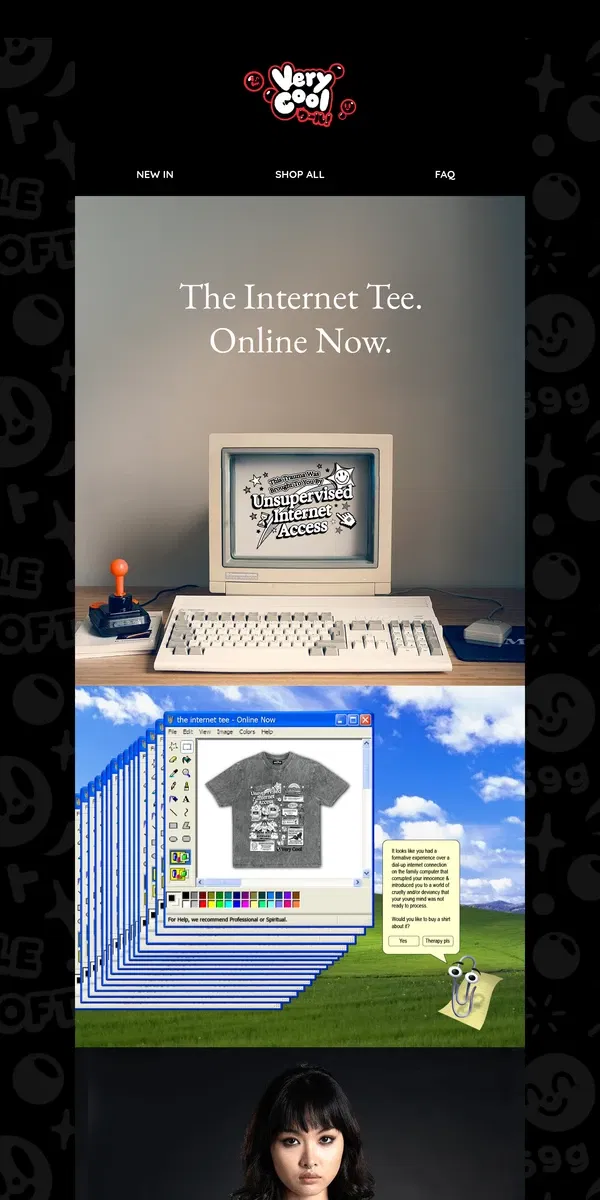 Email from Cool Shirtz. The Internet Tee! Online Now! Just Like You! 🛜