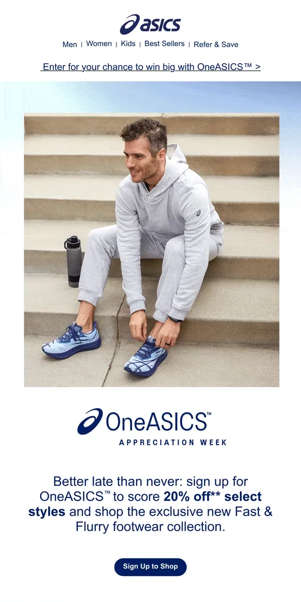 Email from ASICS. FINAL DAY! OneASICS™ Appreciation Week is almost over.