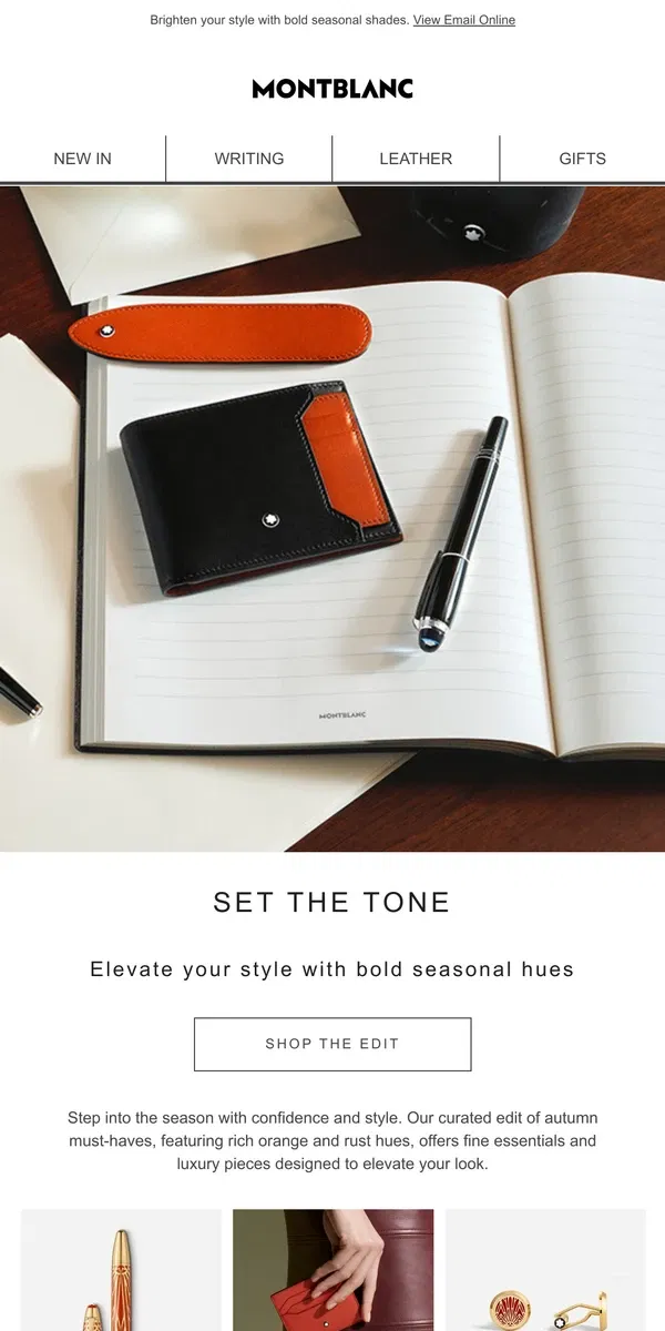 Email from Montblanc. Step into the season with bold Fall shades