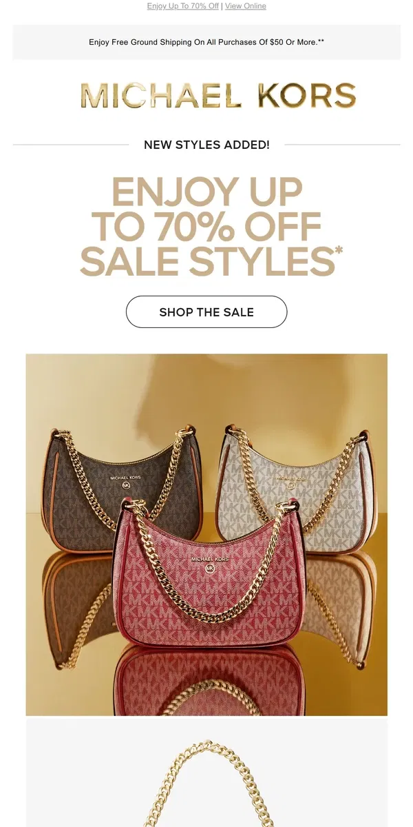 Email from Michael Kors. New Styles Added To Sale!