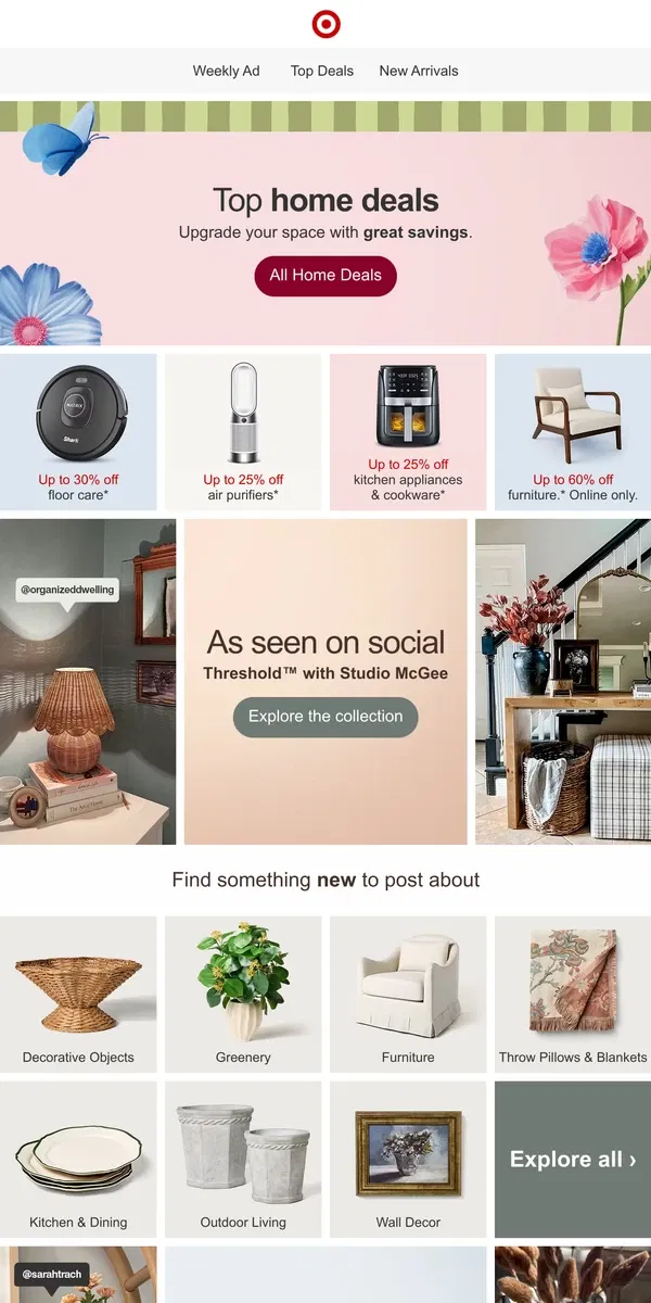 Email from Target. Up to 60% off furniture & more home finds 🙌