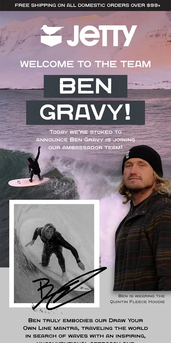 Email from Jetty. Welcome Ben Gravy 🍍