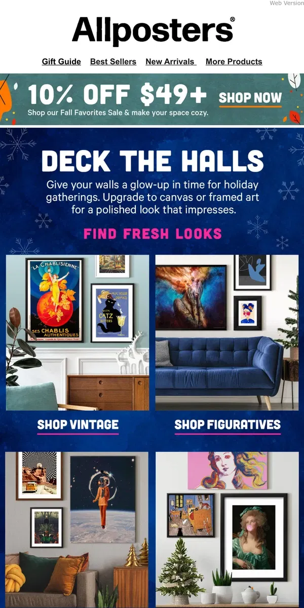 Email from AllPosters. Holiday-Ready: Style Your Home for Celebrations! 🥂