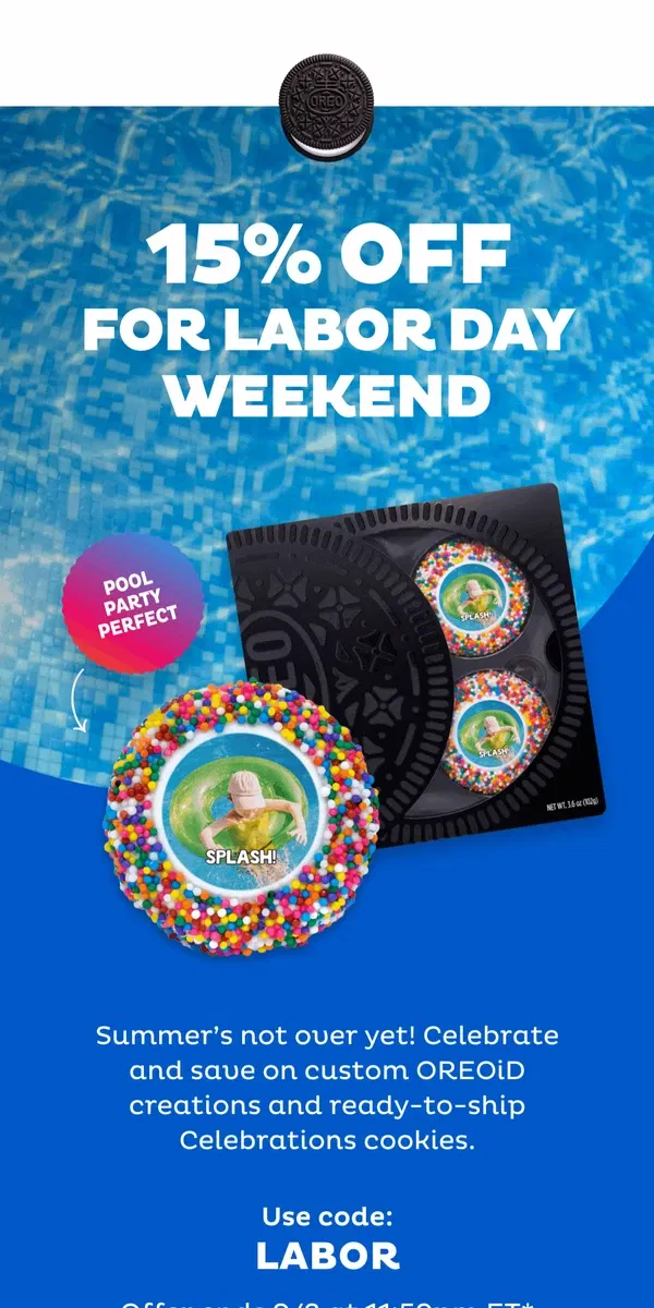 Email from OREO. 15% Off For Labor Day Weekend! 😎