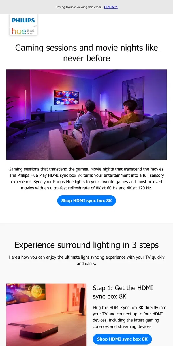 Email from Philips Hue. How to create the ultimate light syncing experience