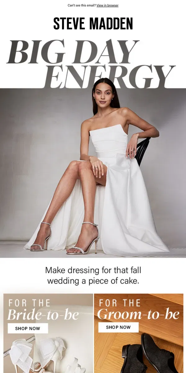 Email from Steve Madden. Fall Wedding Essentials