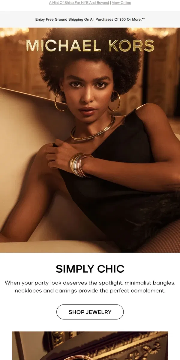 Email from Michael Kors. Simply Chic: Minimalist Jewelry