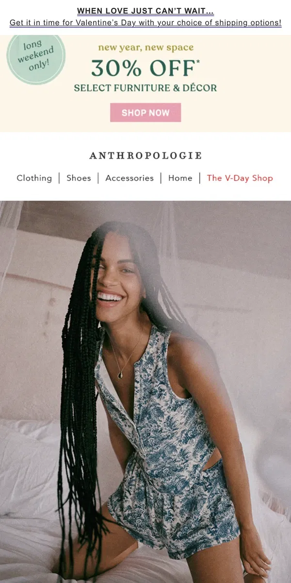 Email from Anthropologie. GET SET(S) FOR SPRING