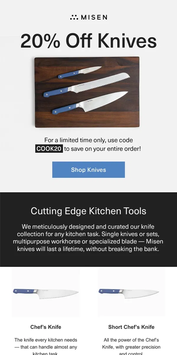 Email from Misen. Your new Misen knife is waiting...