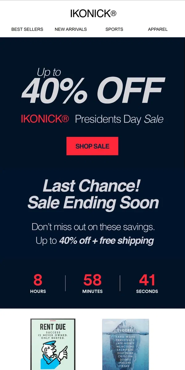 Email from IKONICK. Last Chance! 40% OFF 🔥