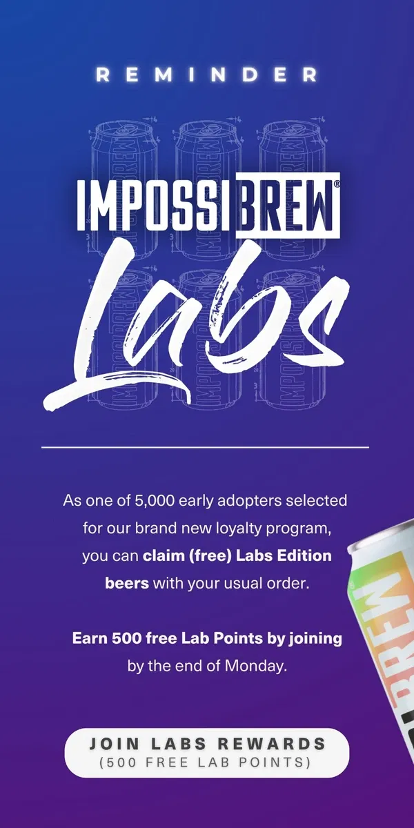 Email from IMPOSSIBREW. Re: Congratulations, you're one of 5,000 Beta testers