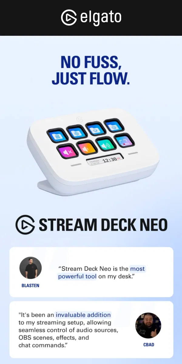 Email from Elgato. No fuss, just flow.