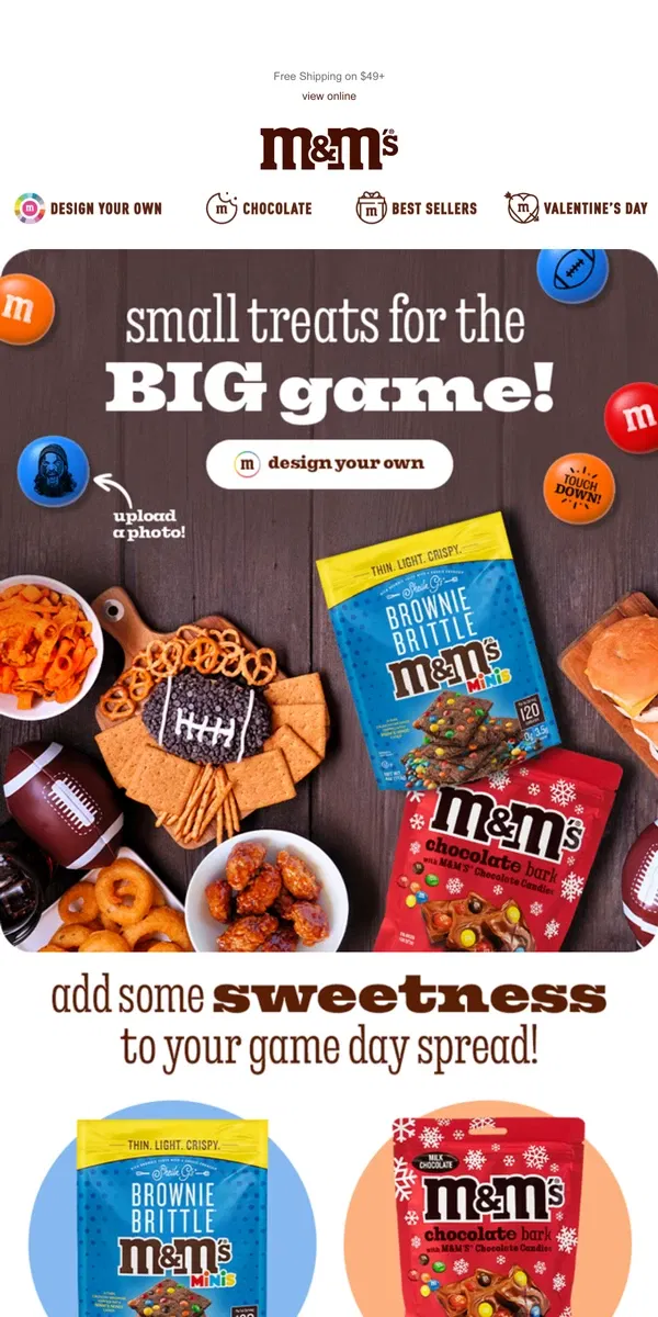 Email from M&M's. 🏈 Touchdown Snacks for Football Fun