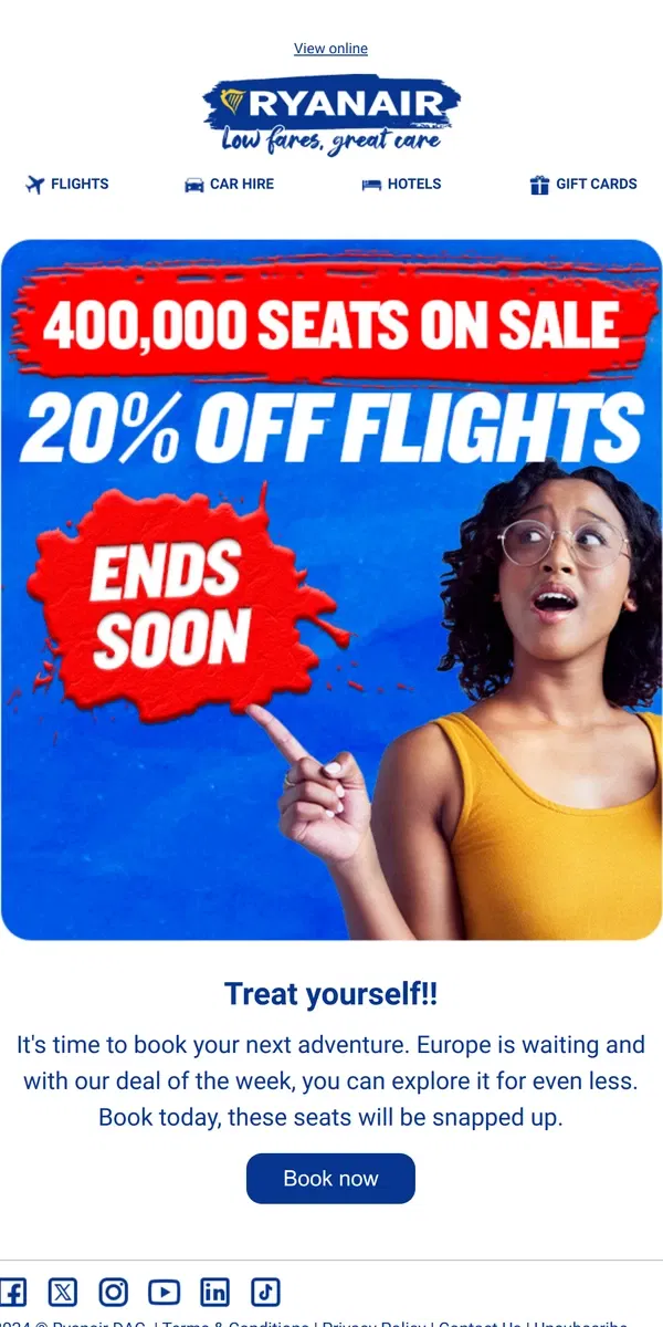 Email from Ryanair. Live your best life 😎✈️