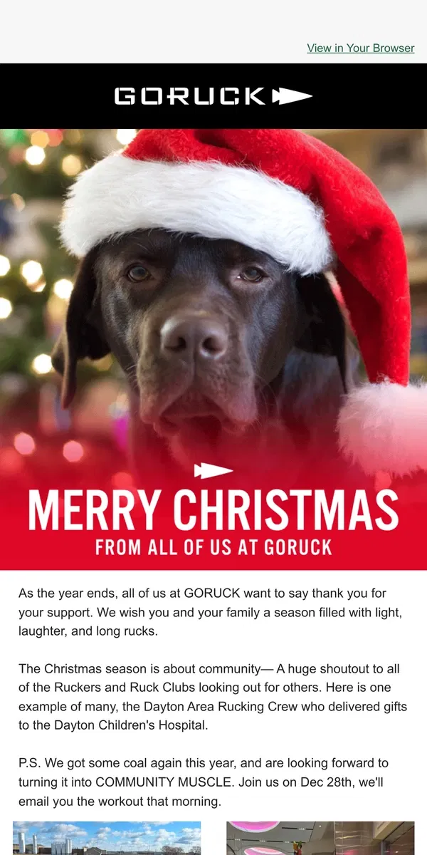 Email from GORUCK. Have a Merry Christmas from GORUCK