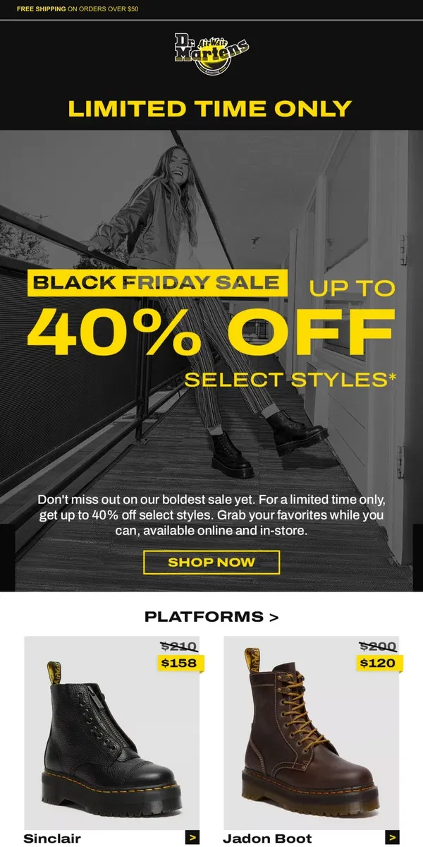 Email from Dr. Martens. Our Black Friday Sale is here