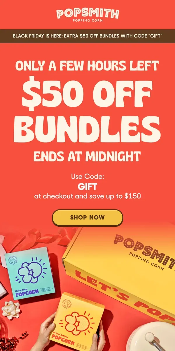 Email from Popsmith. ENDS AT MIDNIGHT 🕛