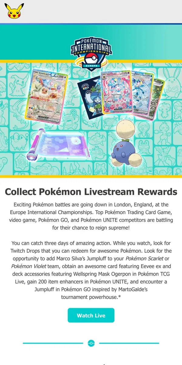 Email from Pokémon. Watch EUIC to Earn In-Game Rewards ✨