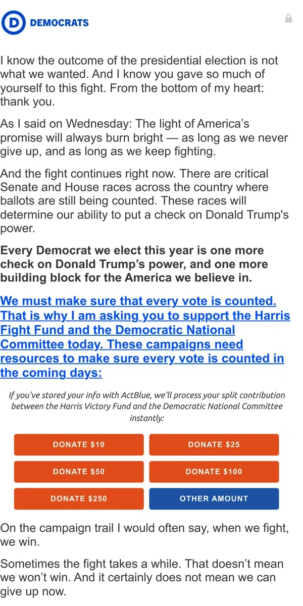 Email from Kamala Harris. It’s time to roll up our sleeves