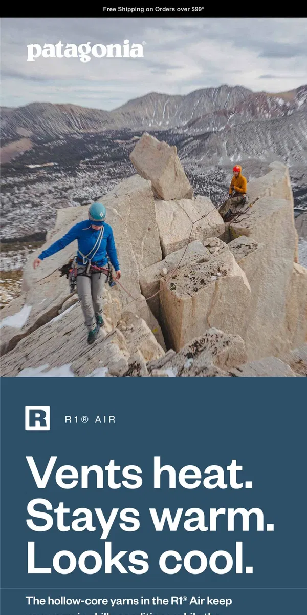 Email from Patagonia. R1 Air: The perfect layer