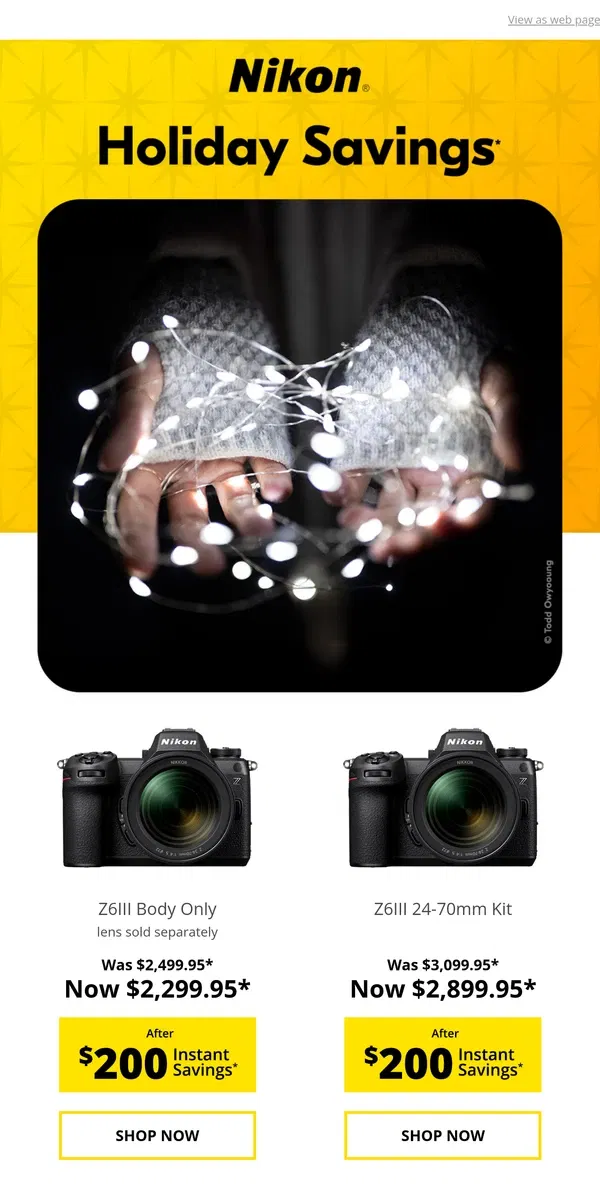 Email from Nikon. Your Holiday Savings Are Here!