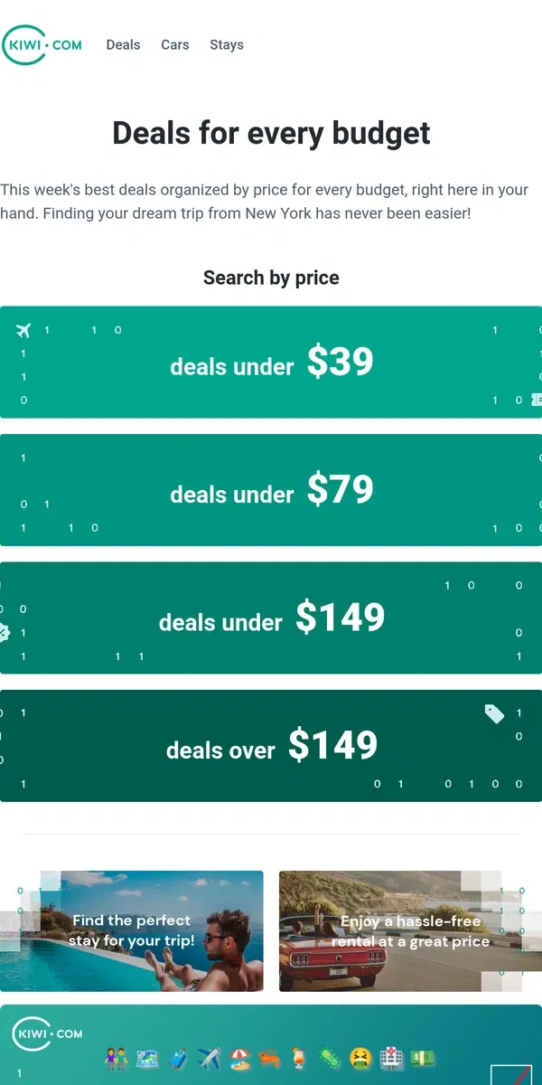 Email from Kiwi.com. Where can you go for under $39?