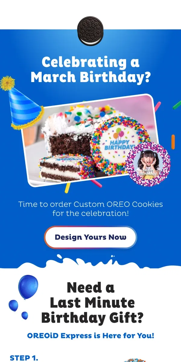 Email from OREO. Celebrating A March Birthday? 🎂🎈🎁