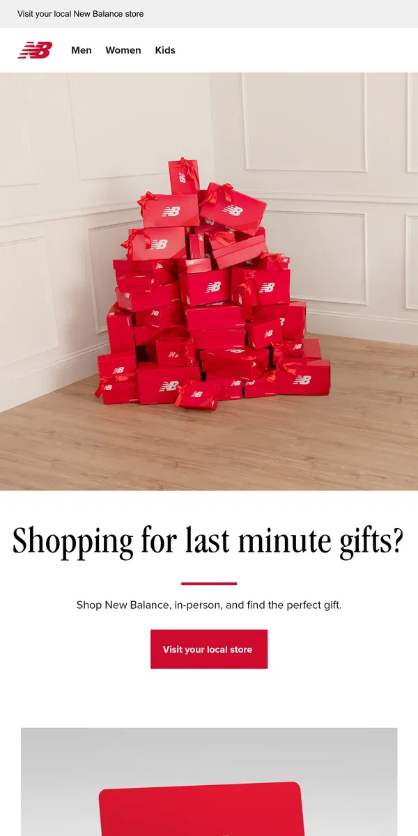 Email from New Balance. Last minute gifts? No problem