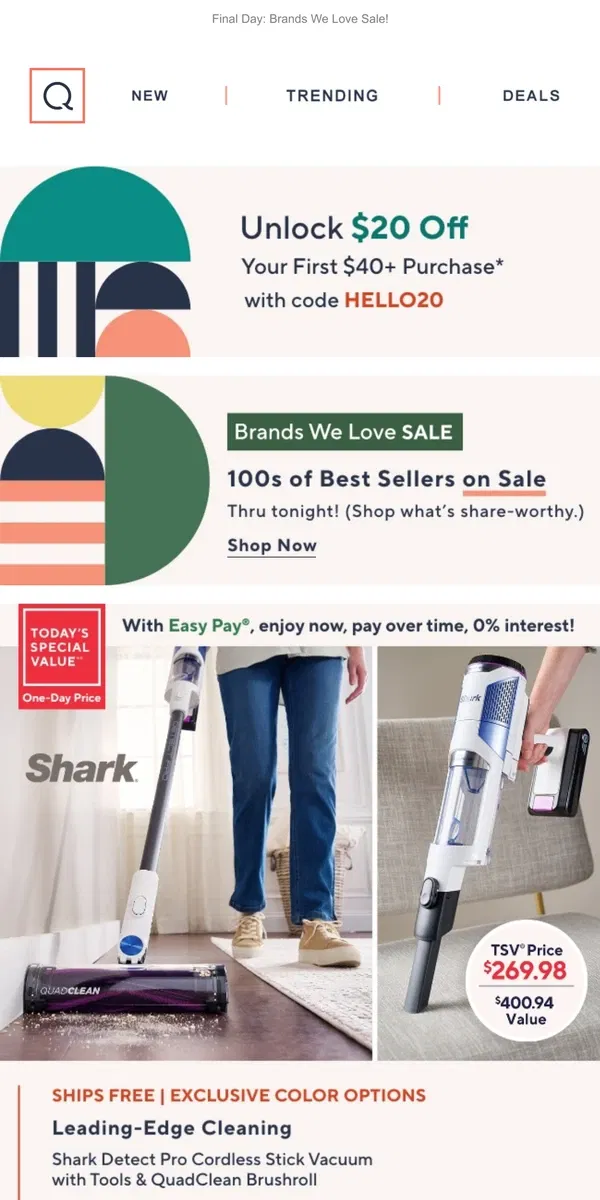 Email from QVC. Lowest Price! Shark Cordless Vacuum