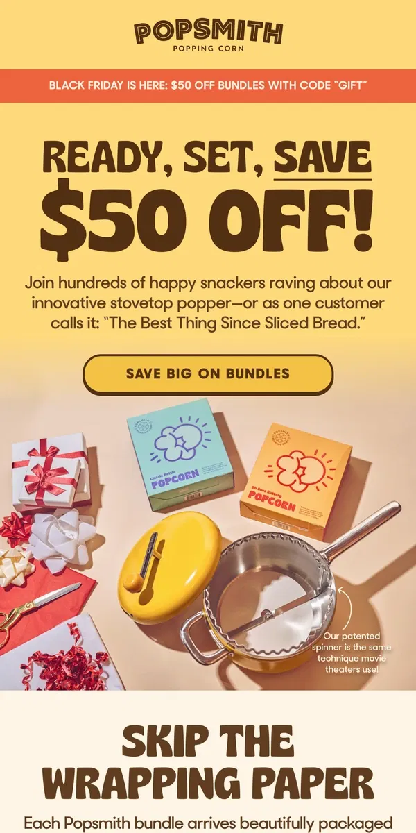 Email from Popsmith. READY, SET.... $50 off!