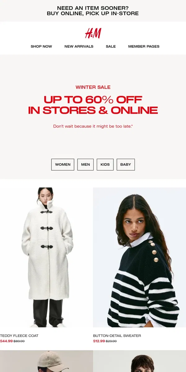 Email from H&M. Final days: Up to 60% off