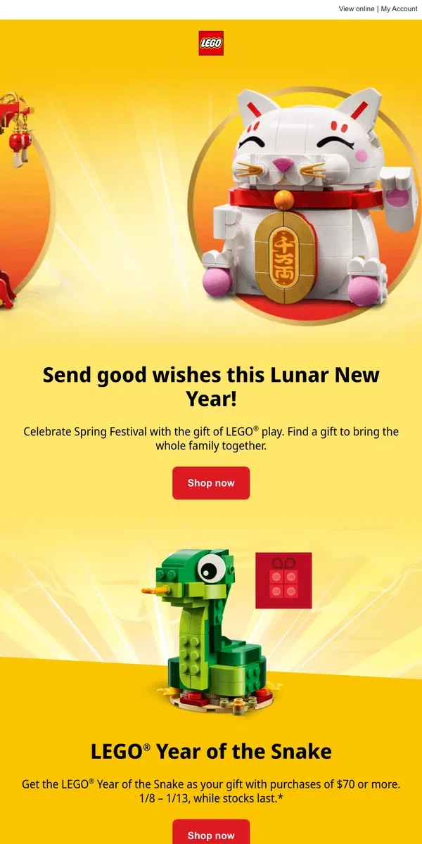 Email from Lego. Usher in playful possibilities