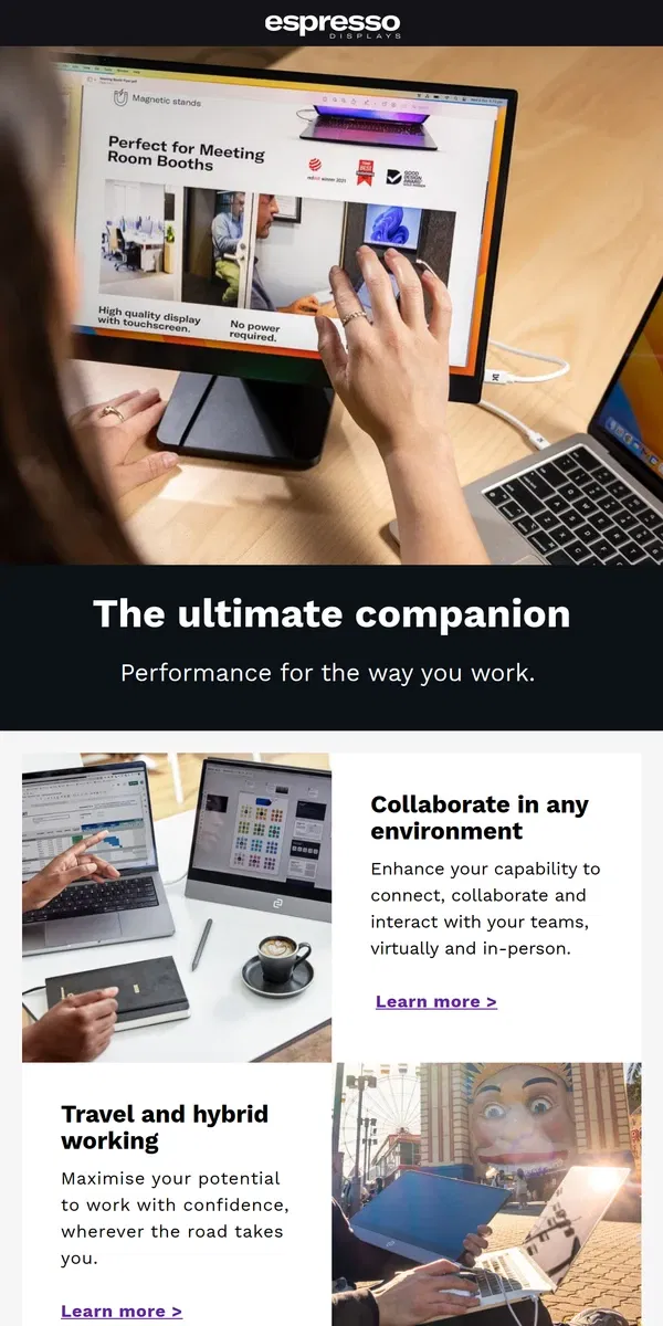 Email from espresso Displays. The ultimate companion