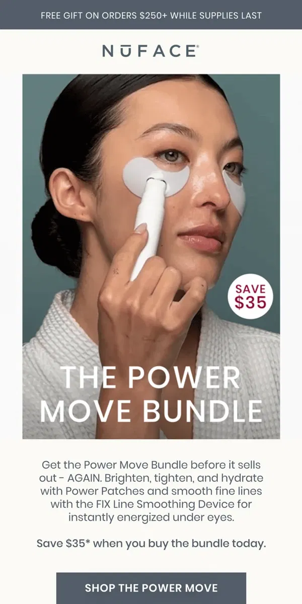 Email from NuFACE. Struggling with dark, tired under eyes?