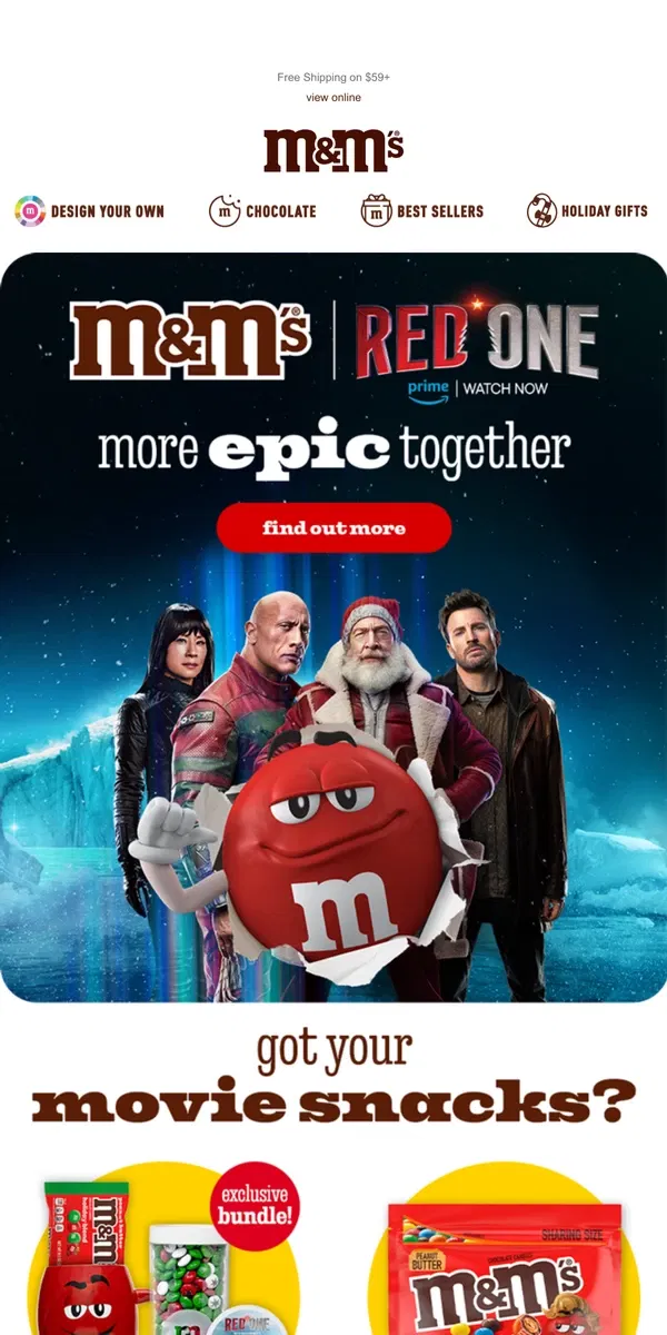 Email from M&M's. M&M’S and Red One. More Epic Together.