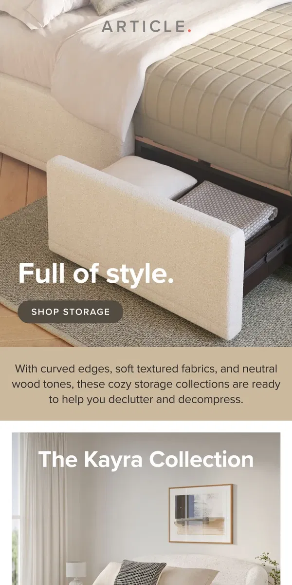 Email from Article. Serene storage pieces