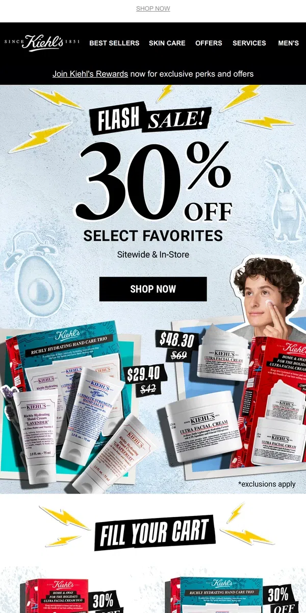 Email from Kiehl's. 30% OFF Flash Sale Is On💥