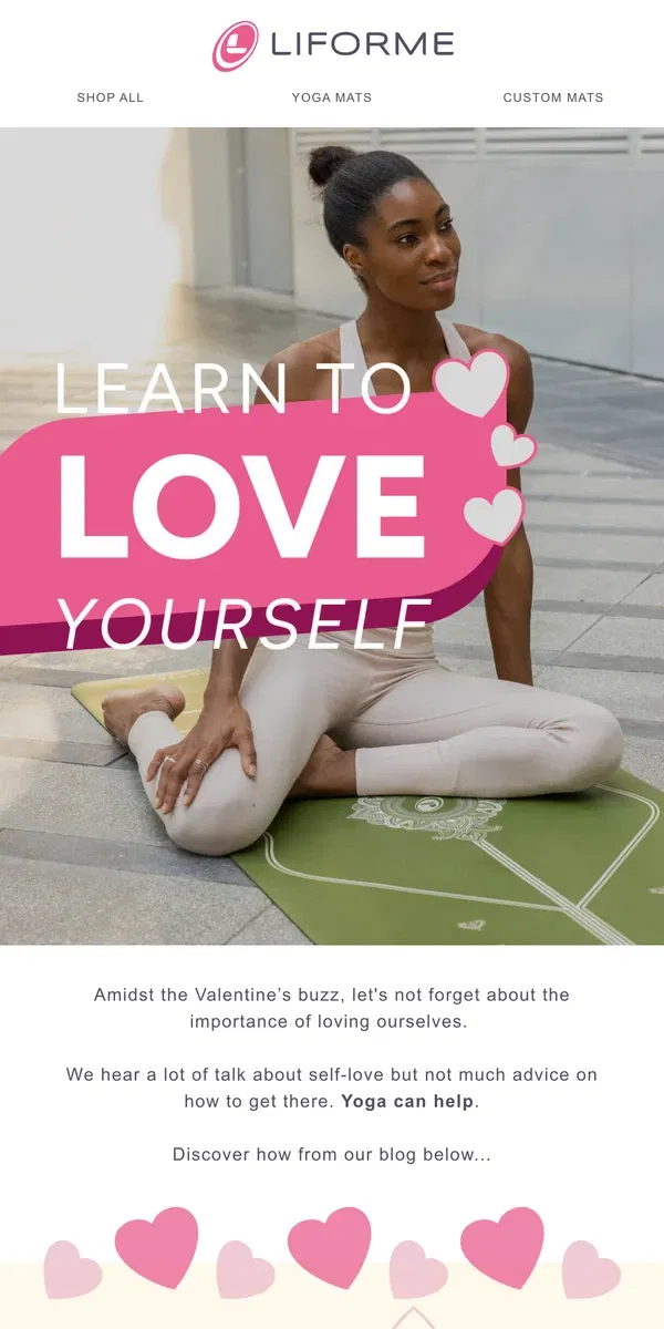 Email from Liforme. Learn to love yourself ❤️