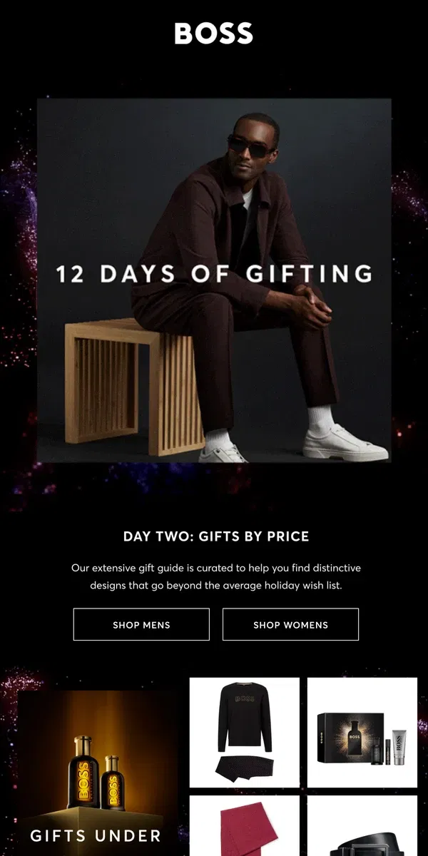 Email from HUGO BOSS. Day Two...Find a gift in your budget