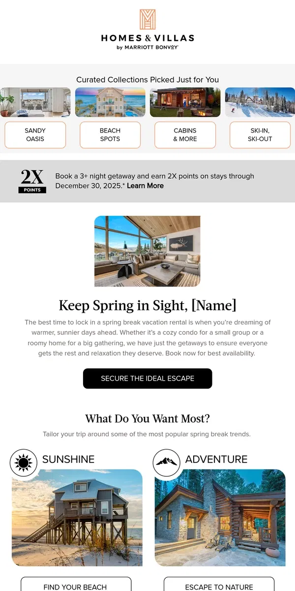 Email from Marriott Bonvoy. [Name], early birds catch the best vacations