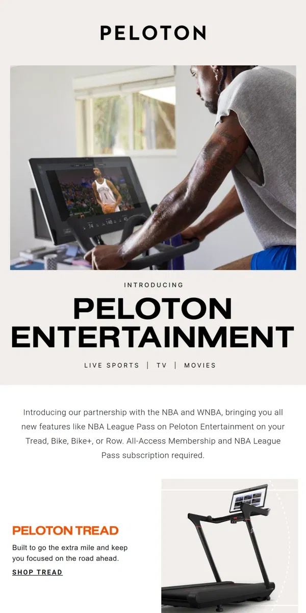 Email from Peloton. Check out Peloton Entertainment