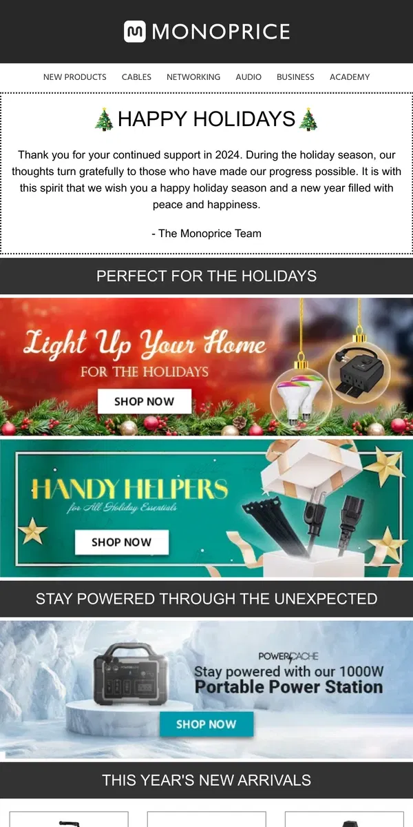 Email from Monoprice. 🎄 Happy Holidays from Monoprice 🎄