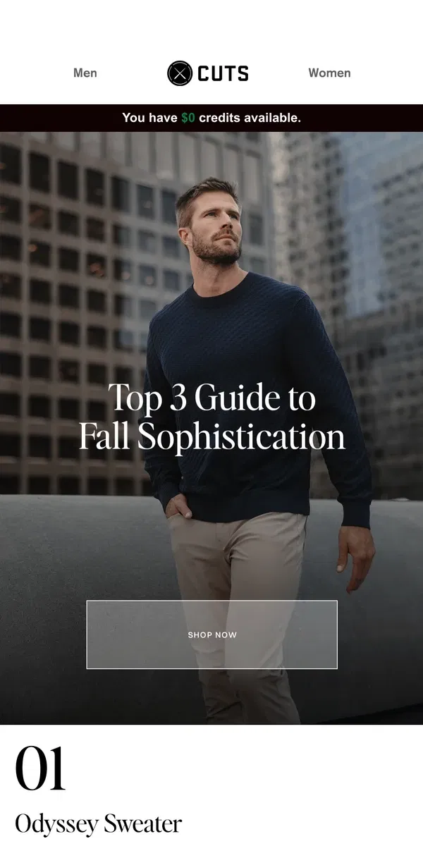 Email from Cuts. Guide to Fall Sophistication