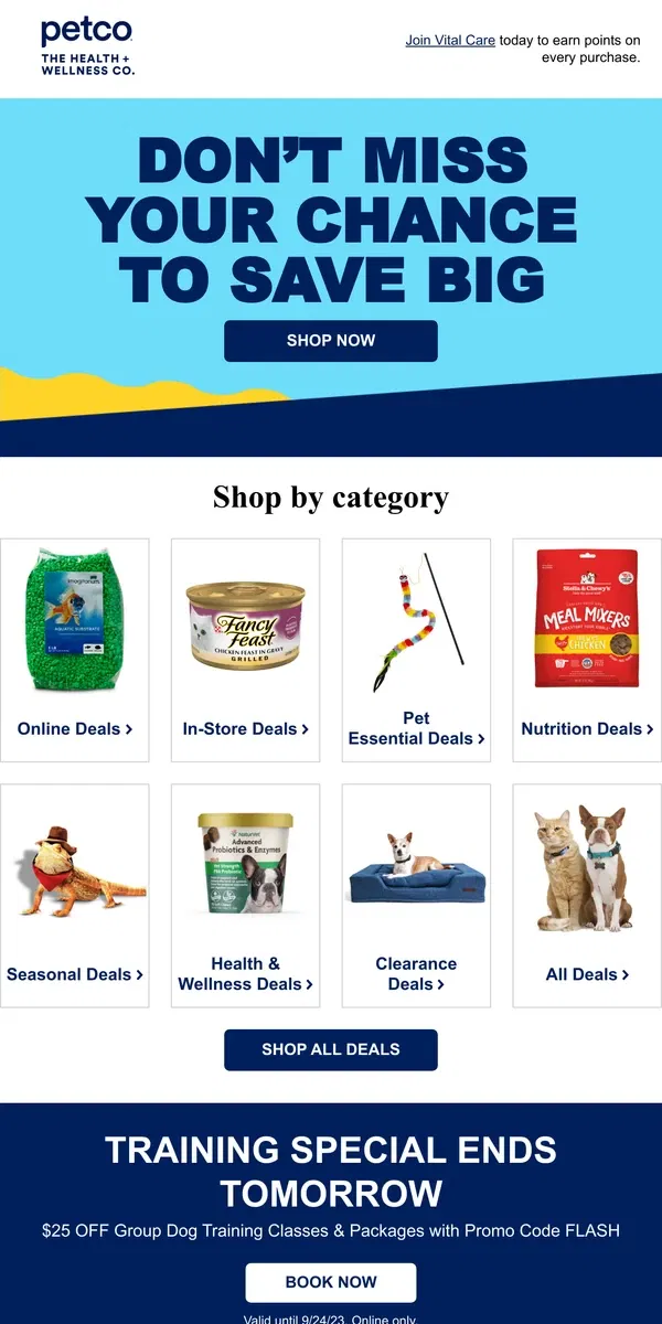 Email from Petco. Check out your September Deals!