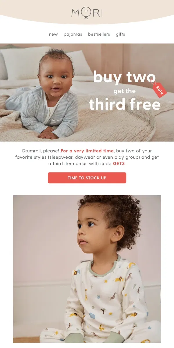 Email from MORI. Buy any 2 styles & get the 3rd free!